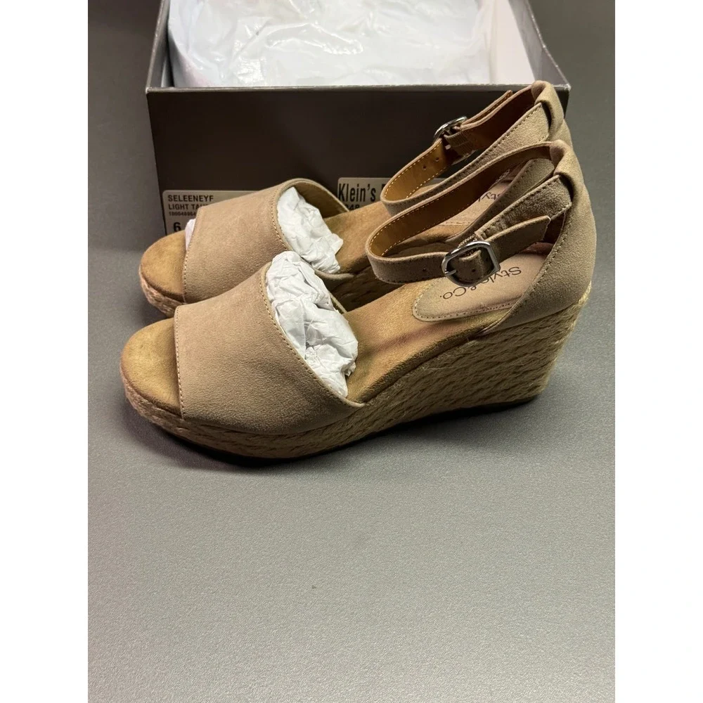 Style & Co Seleeney Light Taupe Espadrille Wedge Sandals 6M F42199